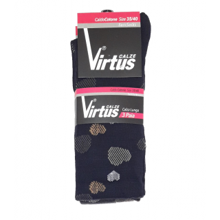 Virtus calze donna lunghe linea basic socks caldo cotone fantasia a cuori ART.V14020 ( 3 paia )