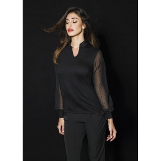 Maglia sottogiacca Jadea Galà in cotone e tulle nero ART.4849