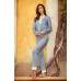 Pigiama Jadea home estivo lungo donna fantasia orientale in cotone ART.3080 MALVA - BLU