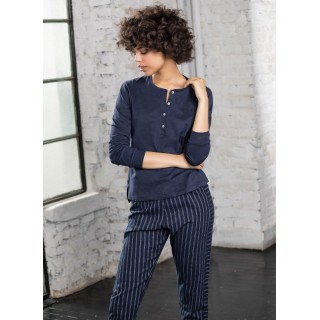 Pigiama Jadea home 5108 invernale donna lungo calda flanella (BLU)