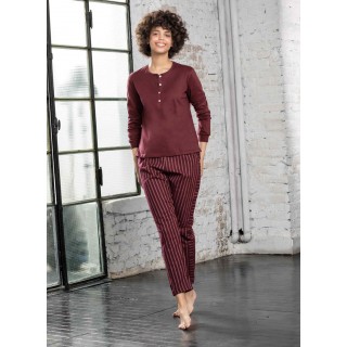 Pigiama Jadea home 5108 invernale donna lungo calda flanella (BORDEAUX)