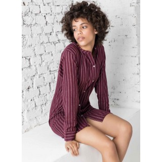 Pigiama Maxi maglia donna jadea home 5115 in caldo cotone. (BORDEAUX)