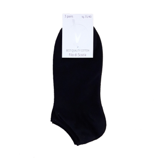 Virtus fantasmino unisex filo di scozia elasticizzato tinta unica ART.V790 ( 3 paia ) BIANCO-NERO-BLU